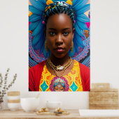 ブルーアイズ鎖のあるアフリカの女性 ポスター (キッチン)