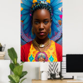 ブルーアイズ鎖のあるアフリカの女性 ポスター (ホームオフィス)