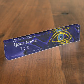 ブルーアイドクター眼科医、眼科金ゴールド記号 デスクネームプレート (側面)