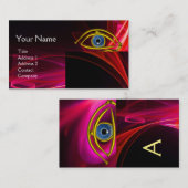 ブルーアイドクター、眼科、眼科シンボル、赤ピンク 名刺 (正面/裏面)