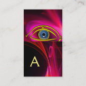 ブルーアイドクター、眼科、眼科シンボル、赤ピンク 名刺 (裏面)