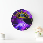 ブルーアイドクター，眼科，眼科記号，紫 ラージ壁時計 (ホーム)
