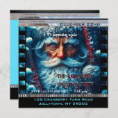 ブルーアイドサンタ雪の美しいクリスマスパーティー 招待状 (正面/裏面)