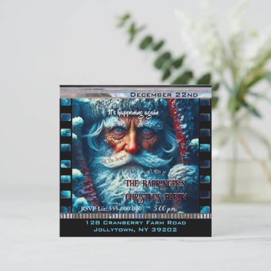 ブルーアイドサンタ雪の美しいクリスマスパーティー 招待状 (スタンド正面)