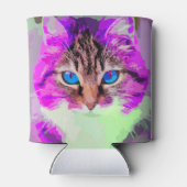 ブルーアイドパープルキャット顔 缶クーラー (裏面)