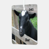 ブルーアイドブラックナイジェリア矮性乳製品ヤギ メタルオーナメント (正面左)