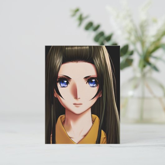 ブルーアイドブルネットアニメガールマンガ ポストカード (スタンド正面)
