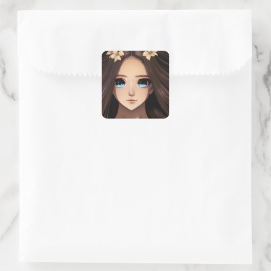 ブルーアイドブルネットアニメガール スクエアシール (バッグ)