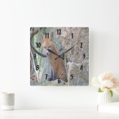 ブルーアイドベビーキツネ スクエア壁時計 (ホーム)