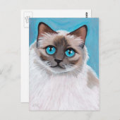 ブルーアイドラグドール猫ポートレート葉書 ポストカード (正面/裏面)