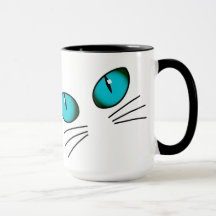 ブルーアイネコの顔マグカップ、可愛い猫好きのコーヒーカップ、