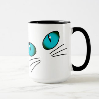 ブルーアイネコの顔マグカップ、可愛い猫好きのコーヒーカップ、 マグカップ