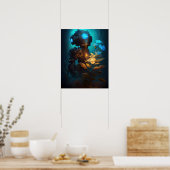 ブルーアイボット&フラワーズ ポスター (キッチン)