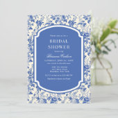 ブルーアイボリーチノイスリーフローラブライダルシャワー 招待状 (スタンド正面)