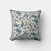 ブルーアイボリーチノワセリーフローラルパターン クッション (正面)