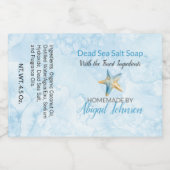 ブルーアイボリーヒトデ水彩手作り石鹸ラベル フードラベル (シングルラベル)