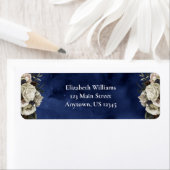 ブルーアイボリー水彩花差出人住所ラベル ラベル (インサイチュ)