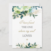 ブルーアイボリー金ゴールドフローラグリーナリークリスチャン結婚ズ 招待状 (裏面)