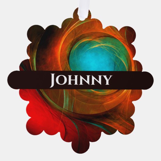 ブルーアイモダン抽象芸術ファインアートパタクールーン#16 オーナメントカード (正面)