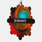 ブルーアイモダン抽象芸術ファインアートパタクールーン#16 オーナメントカード (左)