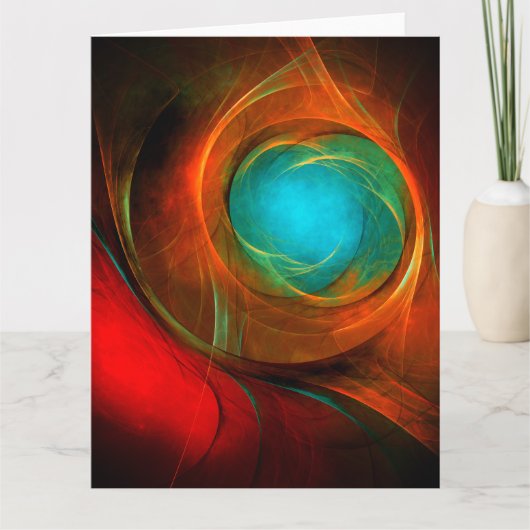 ブルーアイモダン抽象芸術ファインアートパタクールーン#16 サンキューカード (正面)