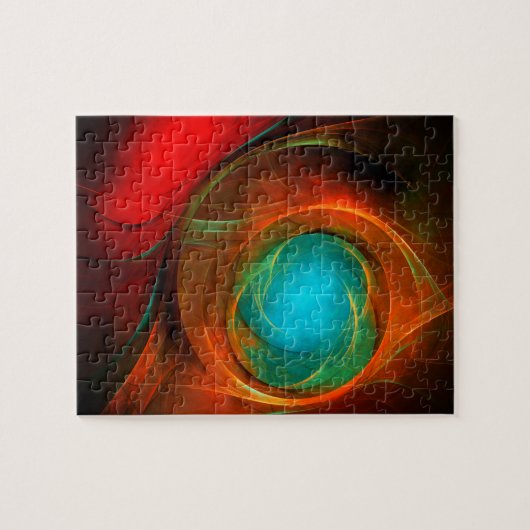 ブルーアイモダン抽象芸術ファインアートパタクールーン#16 ジグソーパズル (横)