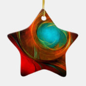 ブルーアイモダン抽象芸術ファインアートパタクールーン#16 セラミックオーナメント (裏面)