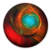 ブルーアイモダン抽象芸術ファインアートパタクールーン#16 セラミックノブ (正面)