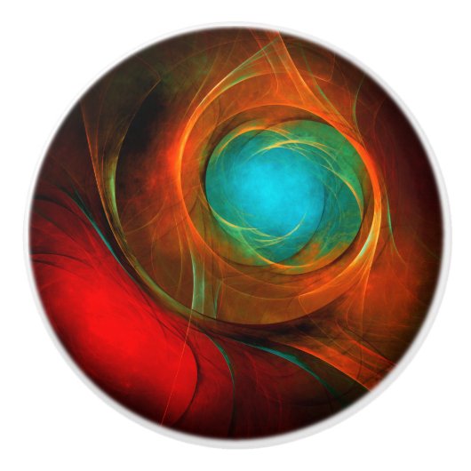 ブルーアイモダン抽象芸術ファインアートパタクールーン#16 セラミックノブ (正面)