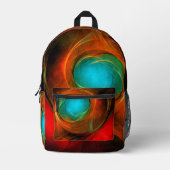ブルーアイモダン抽象芸術ファインアートパタクールーン#16 プリントバックパック (正面)