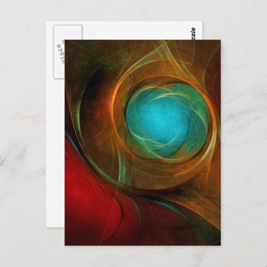 ブルーアイモダン抽象芸術ファインアートパタクールーン#16 ポストカード (正面/裏面)