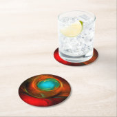 ブルーアイモダン抽象芸術ファインアートパタクールーン#16 ラウンドペーパーコースター (インサイチュ)