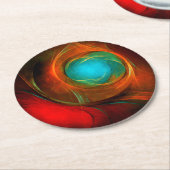 ブルーアイモダン抽象芸術ファインアートパタクールーン#16 ラウンドペーパーコースター (アングル)