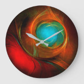 ブルーアイモダン抽象芸術ファインアートパタクールーン#16 ラージ壁時計 (正面)