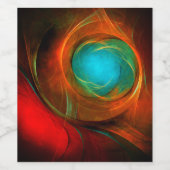 ブルーアイモダン抽象芸術ファインアートパタクールーン#16 ワインラベル (シングルラベル)