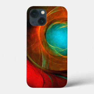 ブルーアイモダン抽象芸術ファインアートパタクールーン#16 iPhone 13 MINIケース