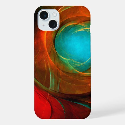ブルーアイモダン抽象芸術ファインアートパタクールーン#16 iPhoneケース (裏面)