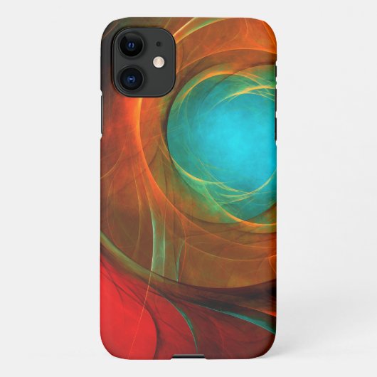 ブルーアイモダン抽象芸術ファインアートパタクールーン#16 iPhoneケース (裏面)