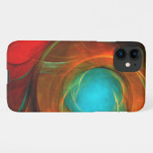 ブルーアイモダン抽象芸術ファインアートパタクールーン#16 iPhoneケース (裏面横)