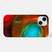 ブルーアイモダン抽象芸術ファインアートパタクールーン#16 iPhone 15ケース (裏面横)