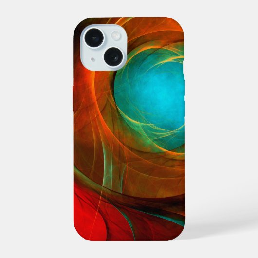 ブルーアイモダン抽象芸術ファインアートパタクールーン#16 iPhone 15ケース (裏面)