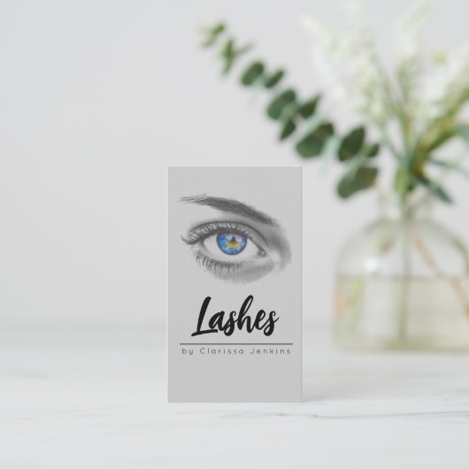 ブルーアイラッシュまつげエクステンションのメイクアップ 名刺 (スタンド正面)
