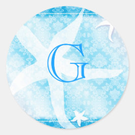 ブルーアイランドスターフィッシュ結婚ズモノグラム ラウンドシール