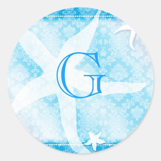 ブルーアイランドスターフィッシュ結婚ズモノグラム ラウンドシール (正面)