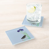 ブルーアイリスとモアヘンby大原小村 ガラスコースター (アングル)