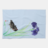 ブルーアイリスとモアヘンby大原小村 キッチンタオル (横)