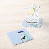 ブルーアイリスとモアヘンby大原小村 スクエアペーパーコースター (インサイチュ)