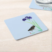 ブルーアイリスとモアヘンby大原小村 スクエアペーパーコースター (アングル)
