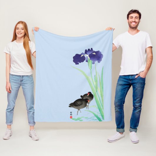 ブルーアイリスとモアヘンby大原小村 フリースブランケット (インサイチュ)