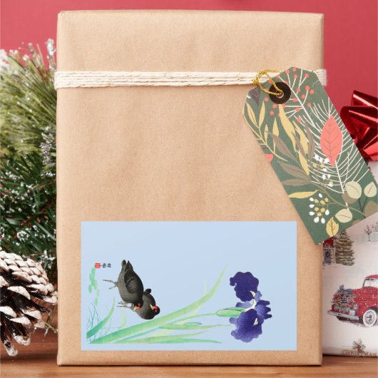 ブルーアイリスとモアヘンby大原小村 長方形シール (クリスマス)
